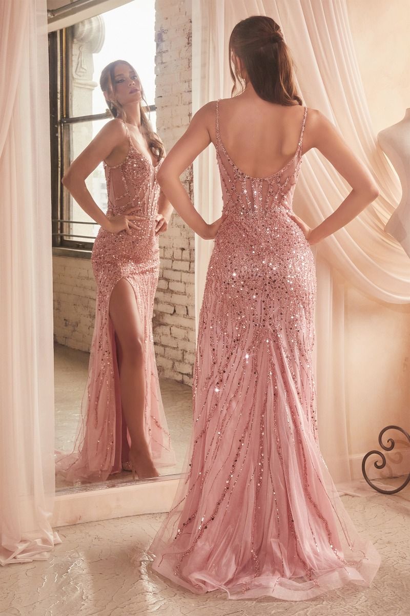 CD0220
SEQUIN FITTED GOWN