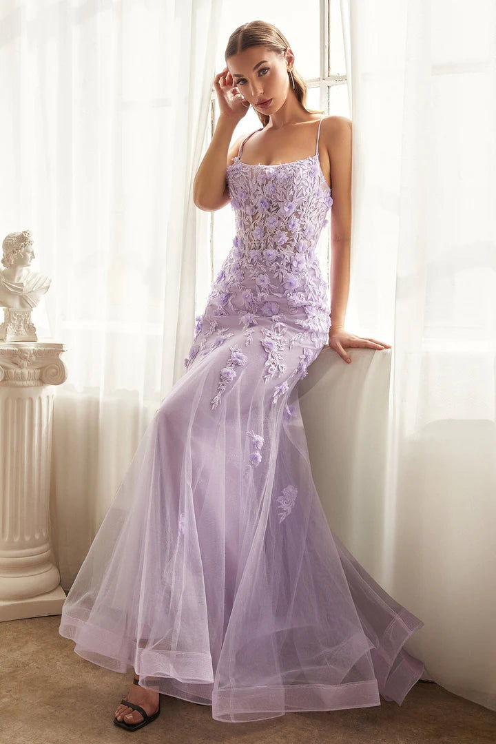 Cinderella Divine 3D FLORAL APPLIQUE MERMAID DRESS CD995