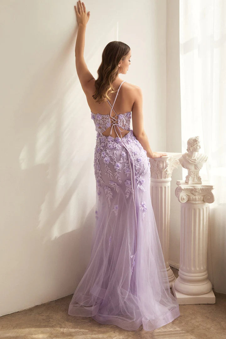Cinderella Divine 3D FLORAL APPLIQUE MERMAID DRESS CD995