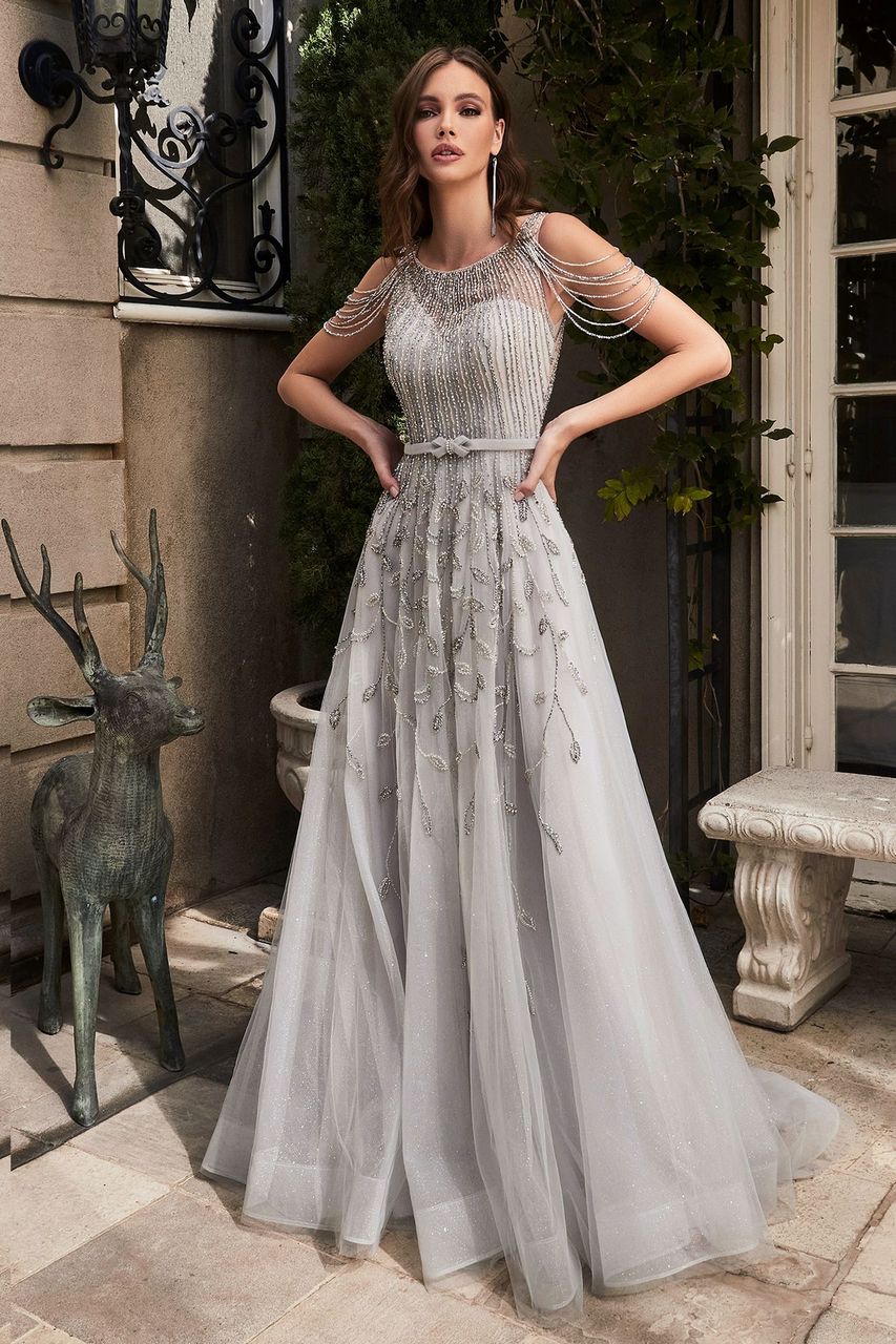 Cinderella Divine - Beaded Silver Ball Gown Style #B710