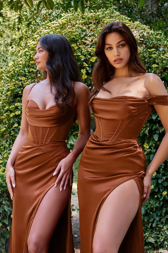 Cinderella Divine Satin Off The Shoulder Corset Gown Style #7492