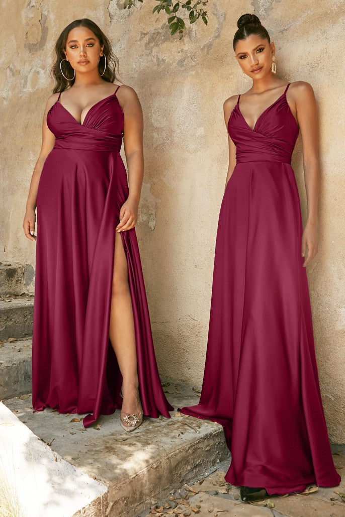 Cinderella Divine Soft Satin A-Line Sweetheart Neckline with Slit 7485