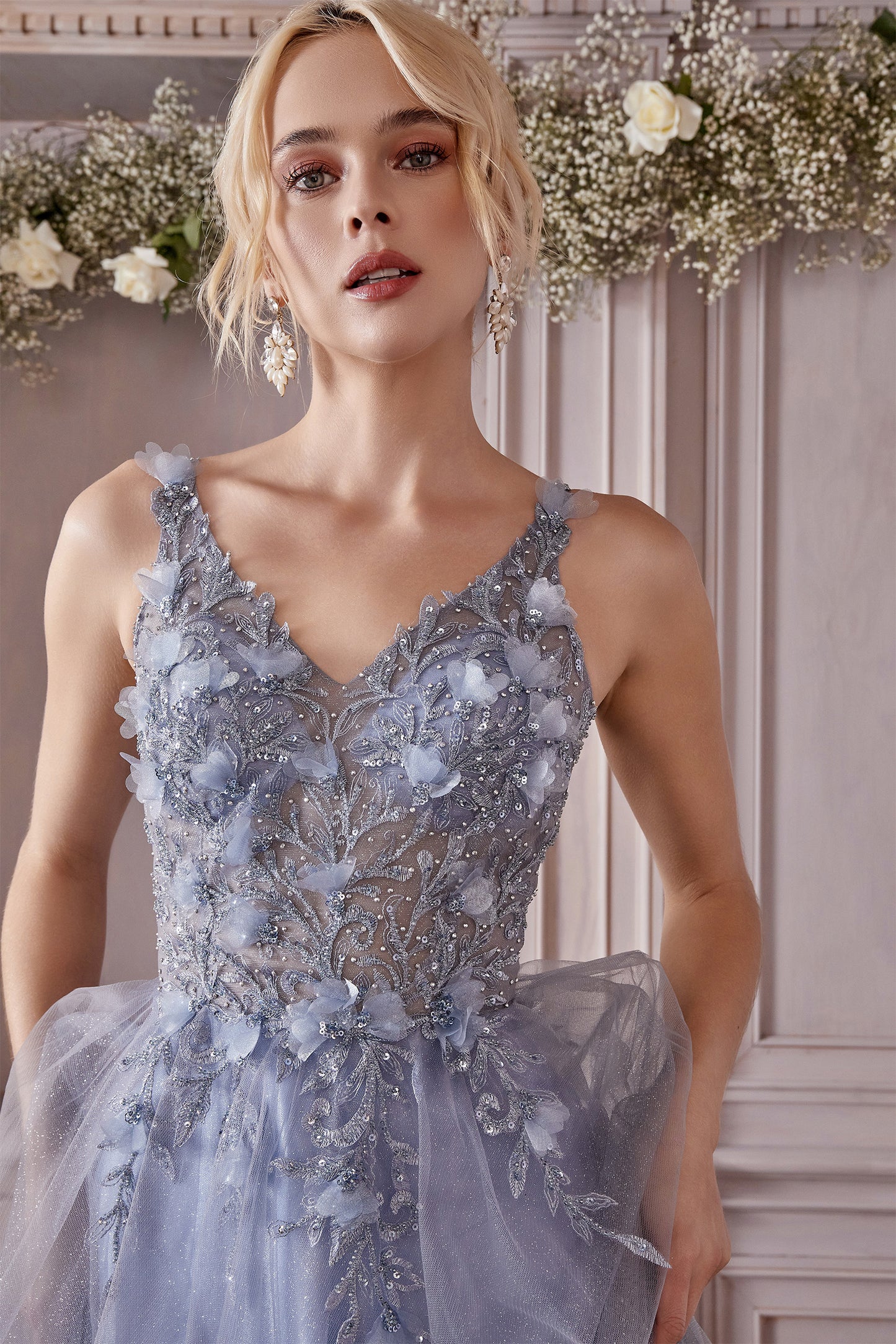 Cinderella Divine - Lace Floral A-Line Dress CD0181