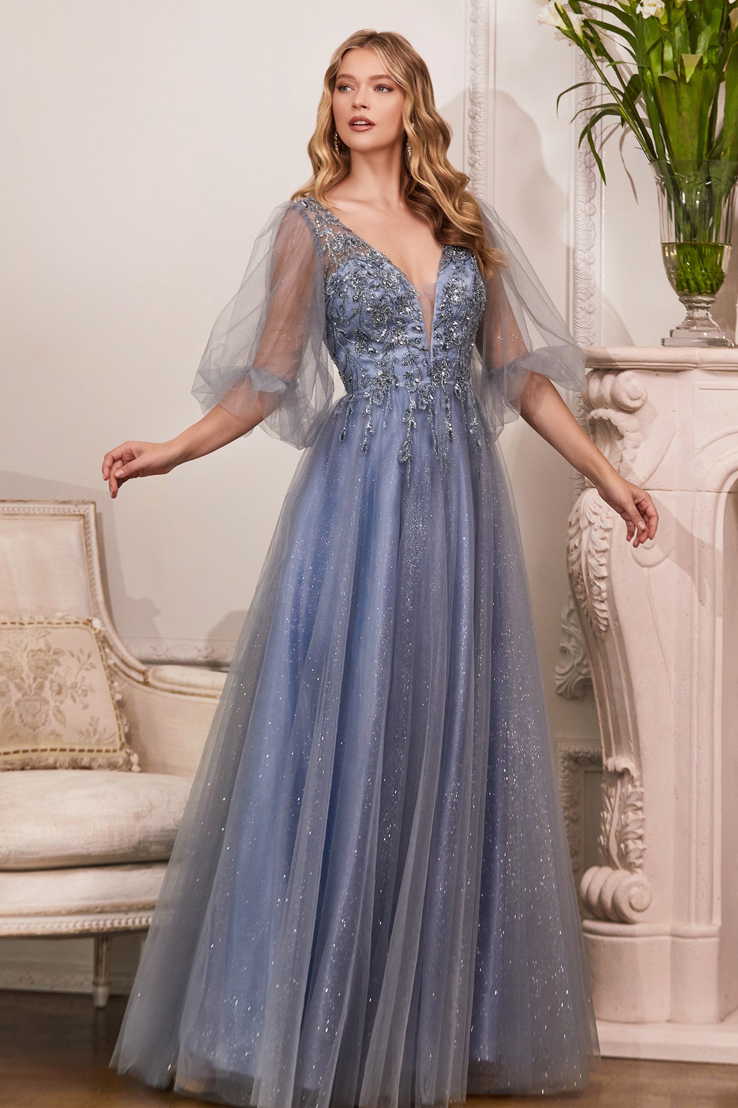 Cinderella Divine - Glitter Tulle A-Line Dress CD0182