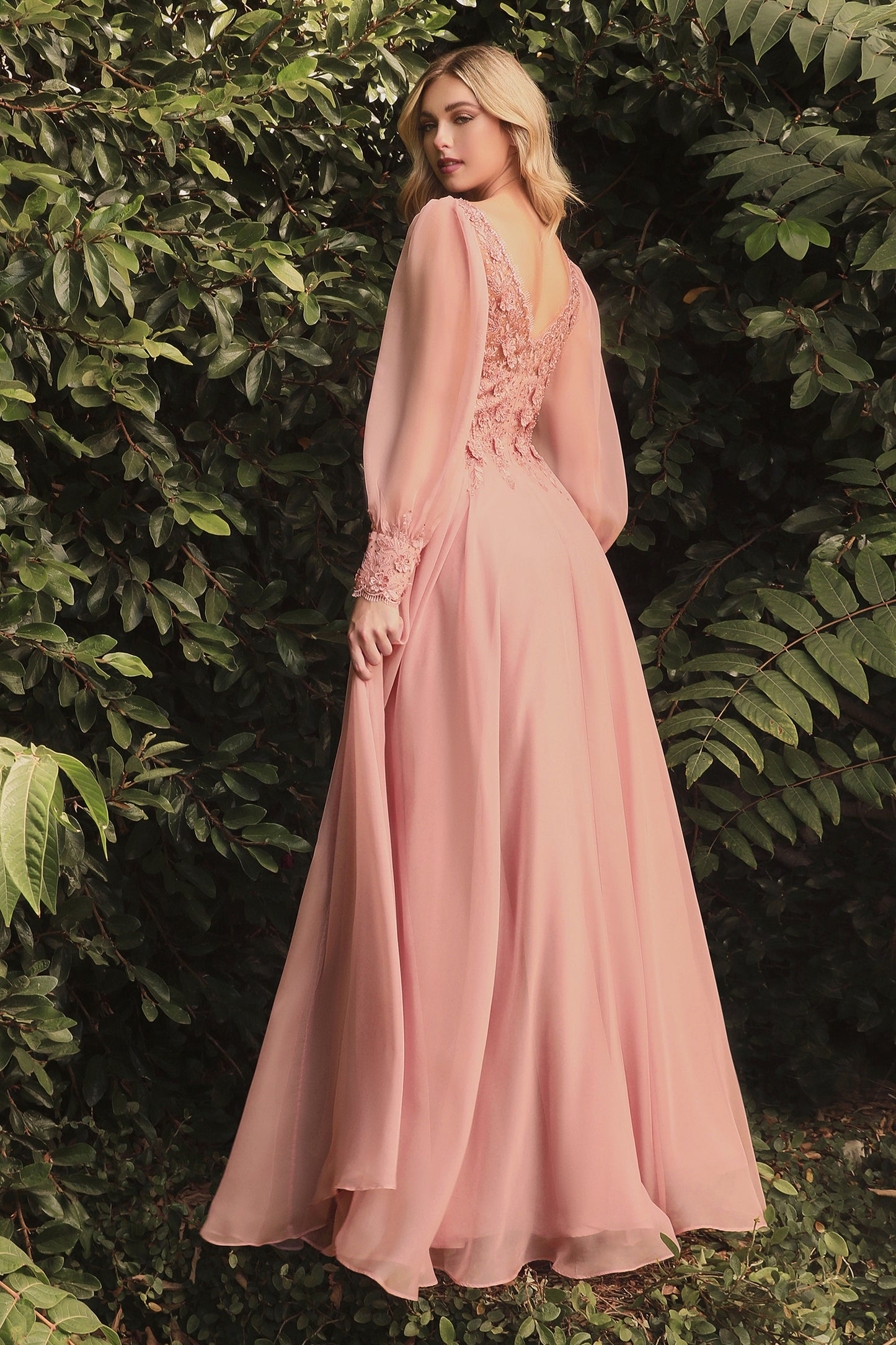 Cinderella Divine - Long Sleeve Chiffon Evening Gown CD0183