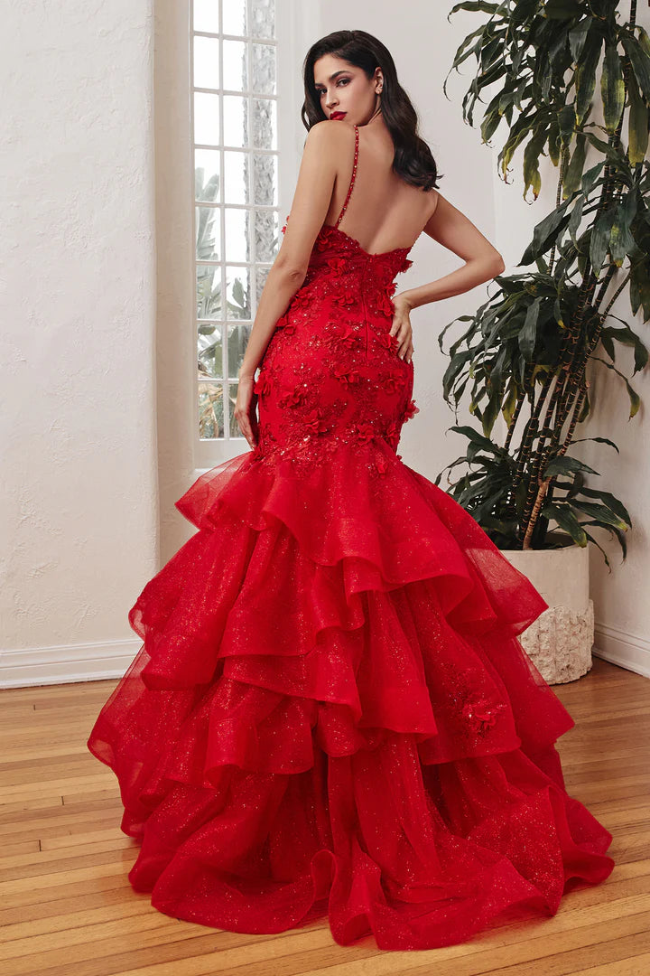 Cinderella Divine 3D FLORAL TIERED MERMAID DRESS CM329