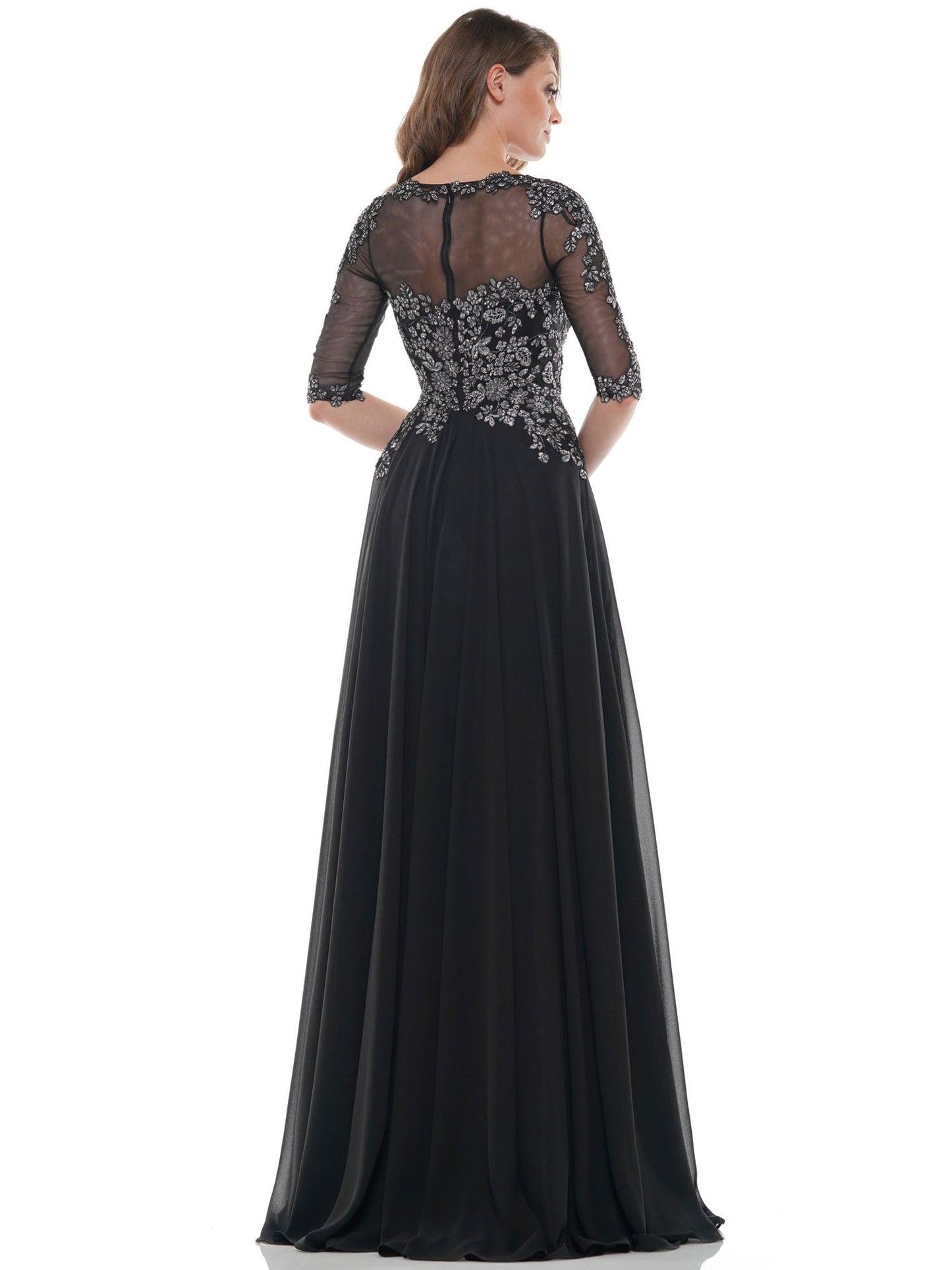 Marsoni by Colors Sheer Top with Detailed Embellishment Guest Dress M157