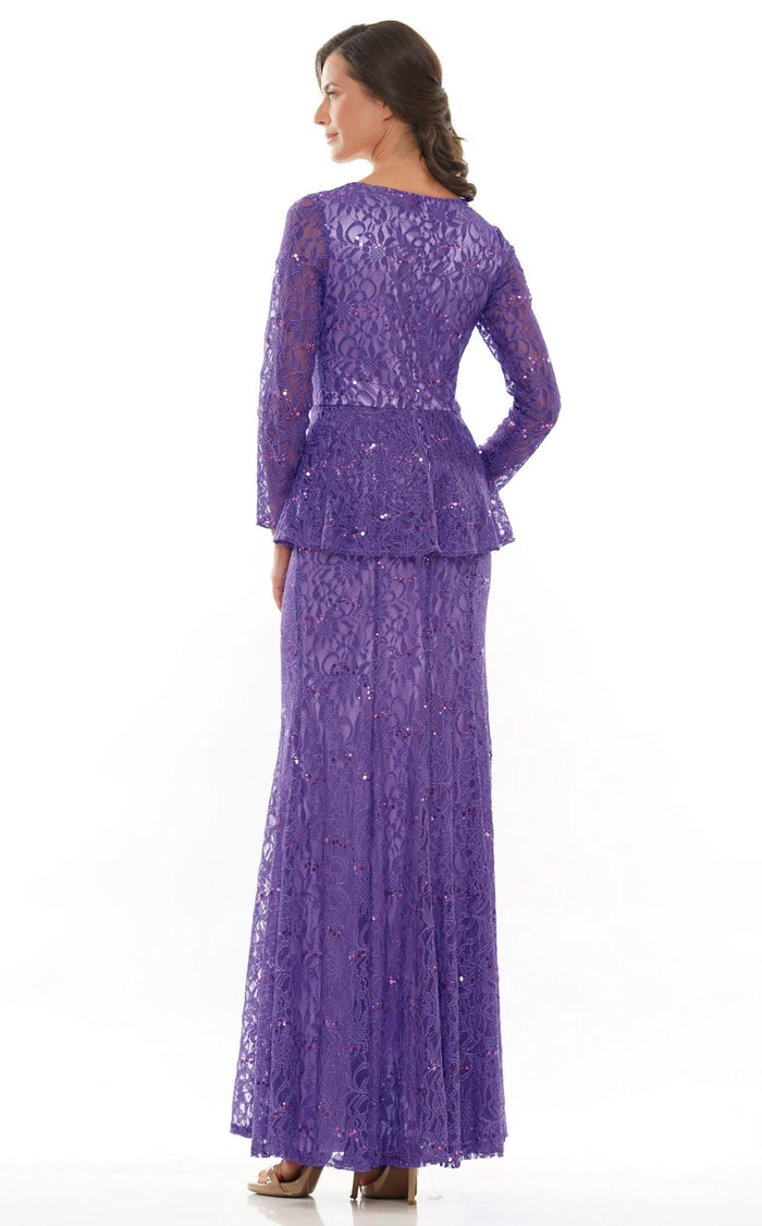 Marsoni by Colors V Neck Peplum Dress with Long Sleeves M306