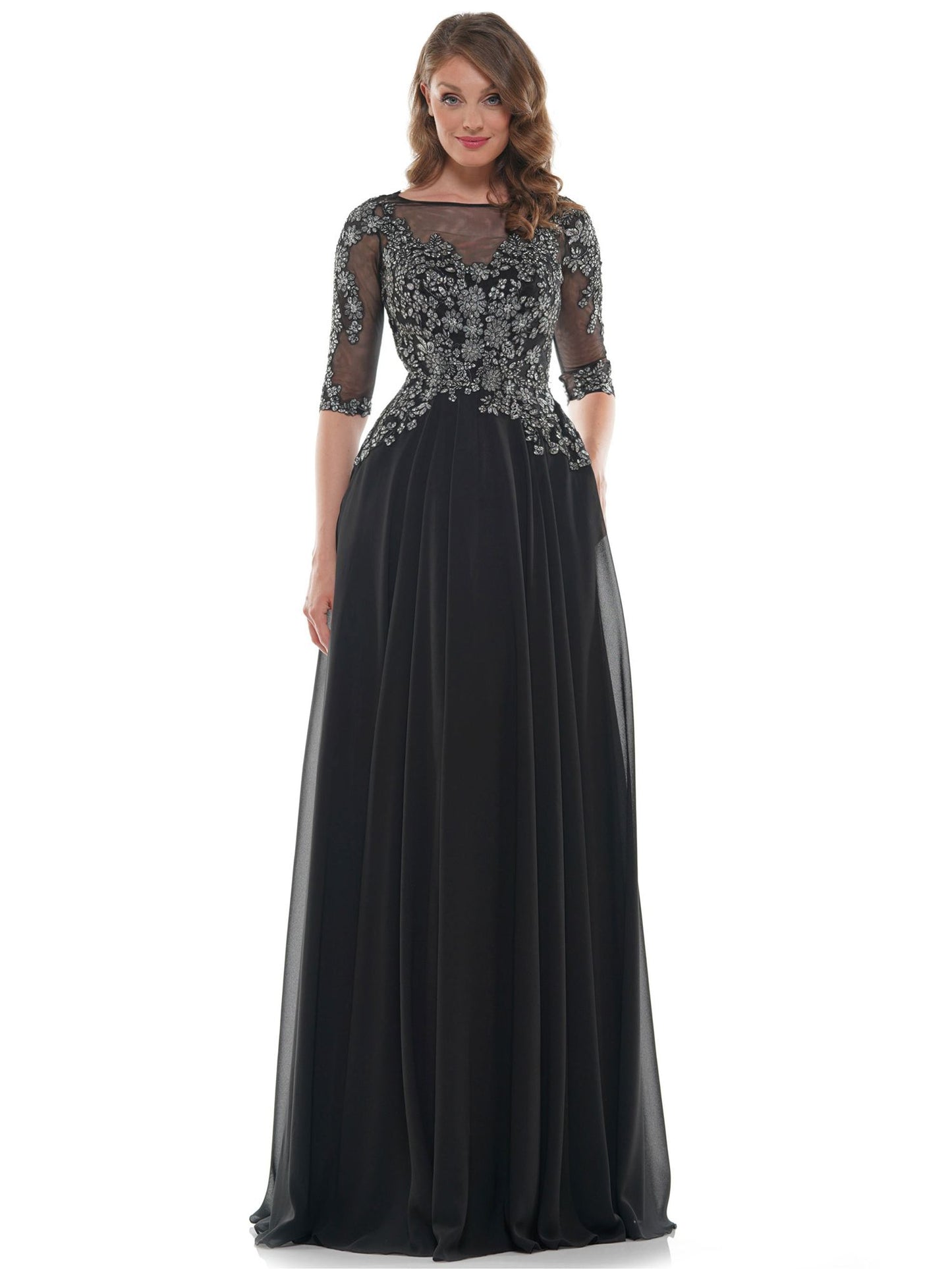 Marsoni by Colors Sheer Top with Detailed Embellishment Guest Dress M157