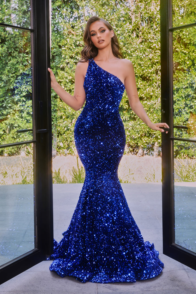 Portia & Scarlett Fully Sequined Cobalt Evening Dress PS22350