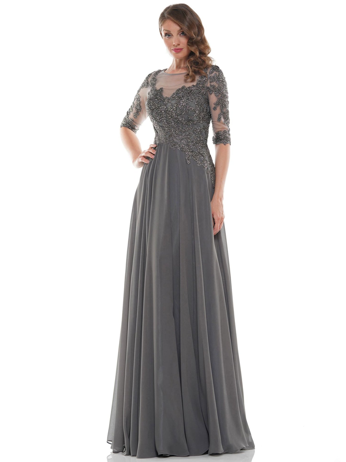 Marsoni by Colors Sheer Top with Detailed Embellishment Guest Dress M157