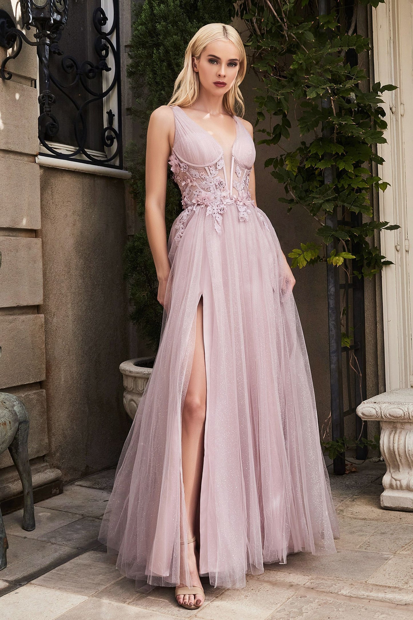 Andrea Leo - Megara Tulle Flower Detailed Evening Gown Style #A1057