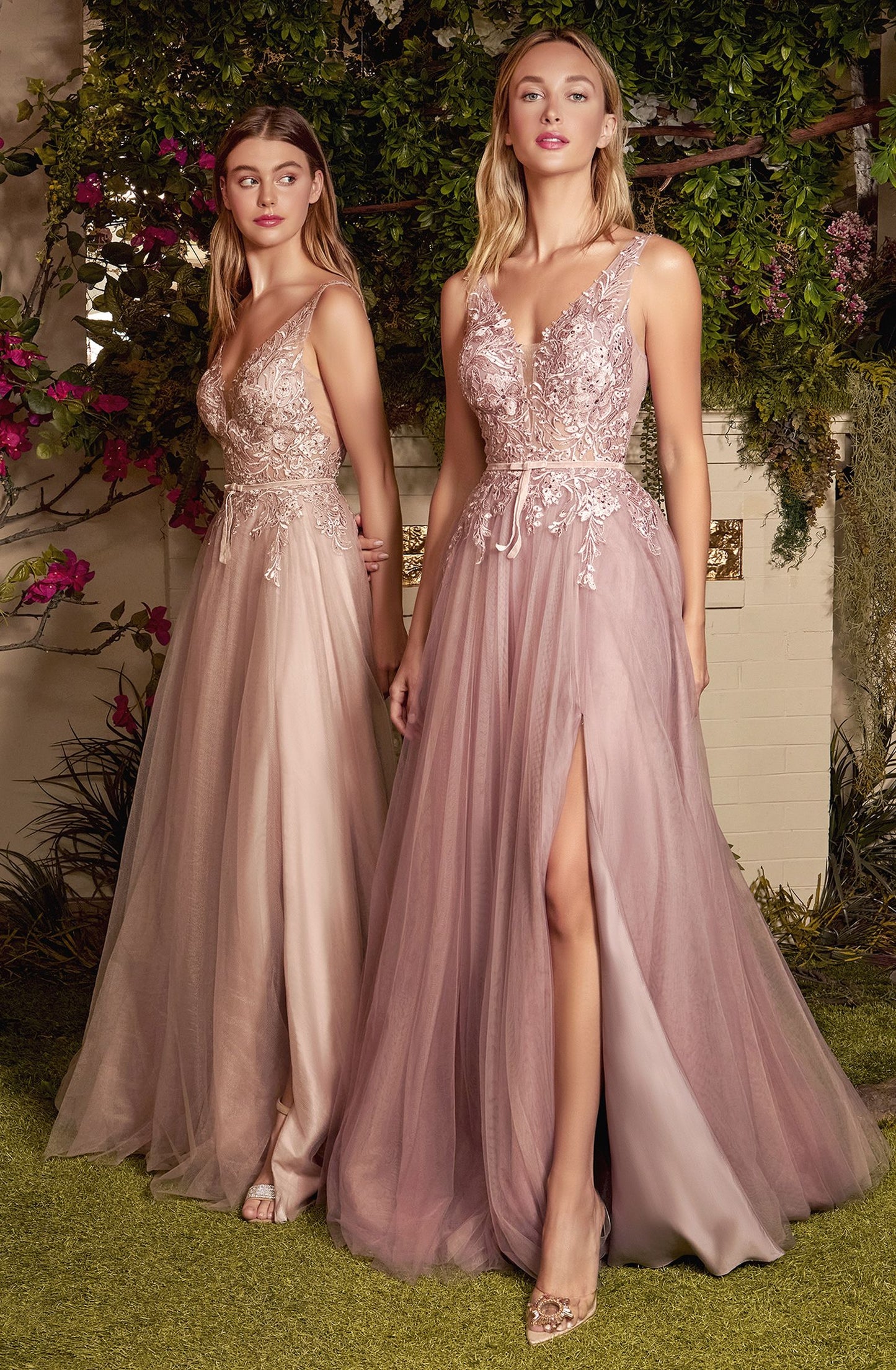Andrea Leo - Sade Lace Tulle Sleeveless Gown Evening Dress Style #A1045