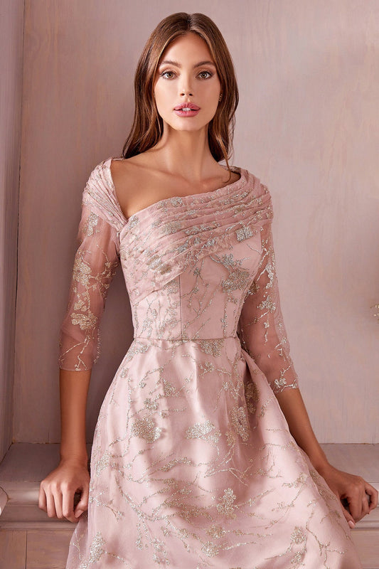 Andrea Leo - Shoulder Design Floral Foliage Gown A1030