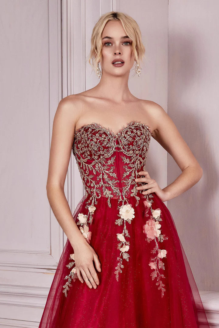 Cinderella Divine APPLIQUE STRAPLESS GOWN CD0191