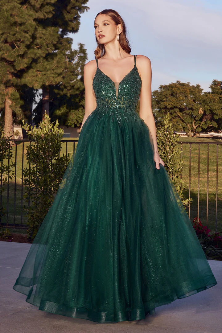 Cinderella Divine BEADED LONG TULLE DRESS CD0154