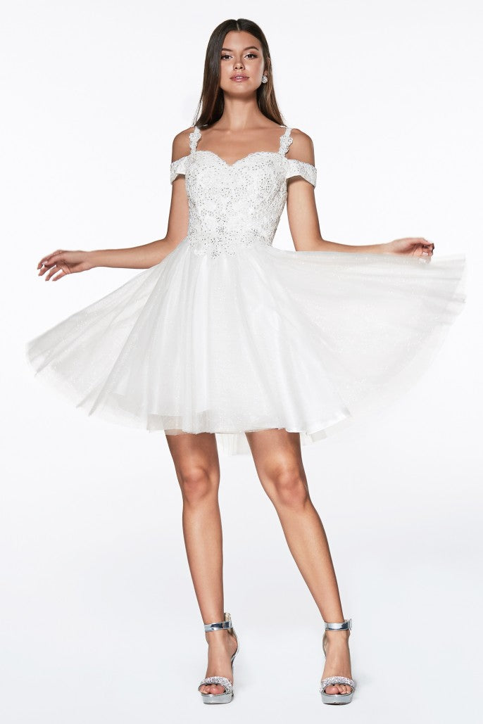 Cinderella Divine - Off The Shoulder Lace Cocktail Dress #CD0132