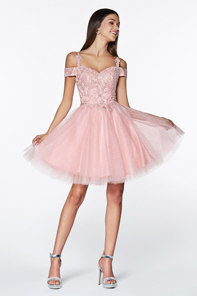Cinderella Divine - Off The Shoulder Lace Cocktail Dress #CD0132