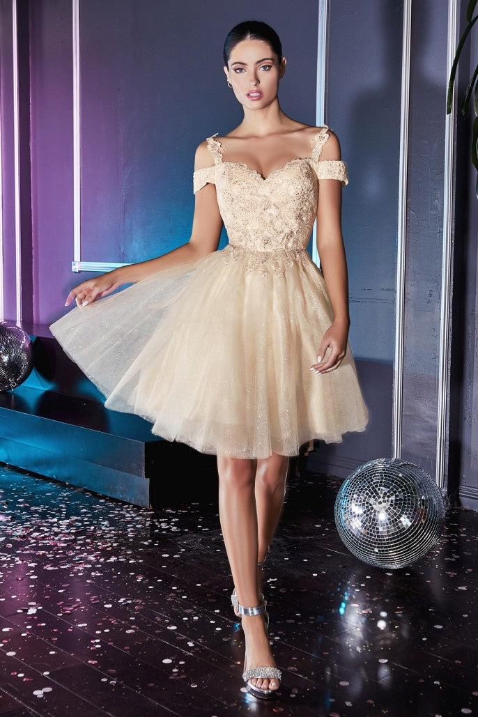 Cinderella Divine - Off The Shoulder Lace Cocktail Dress #CD0132
