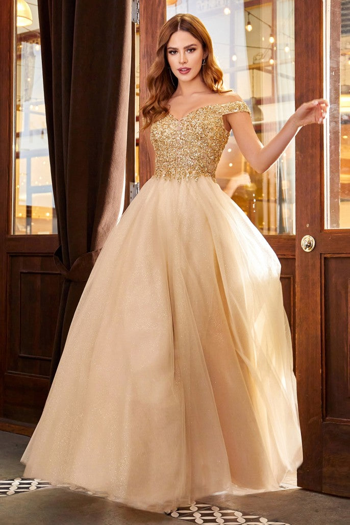 Cinderella Divine - Off the Shoulder A-Line Dress #CD0177