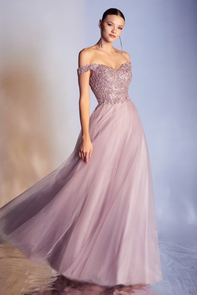Cinderella Divine - Off the Shoulder A-Line Dress #CD0177