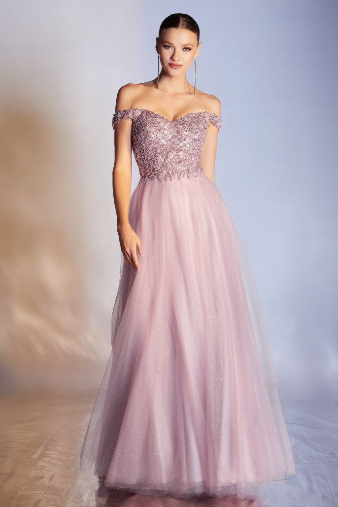 Cinderella Divine - Off the Shoulder A-Line Dress #CD0177