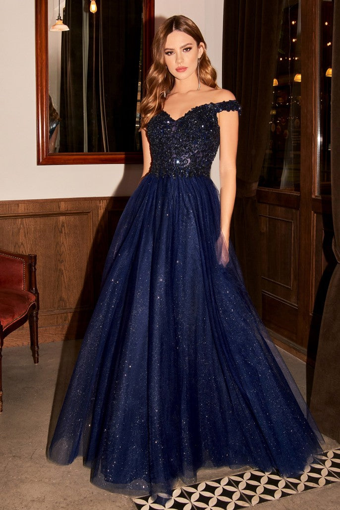 Cinderella Divine - Off the Shoulder A-Line Dress #CD0177