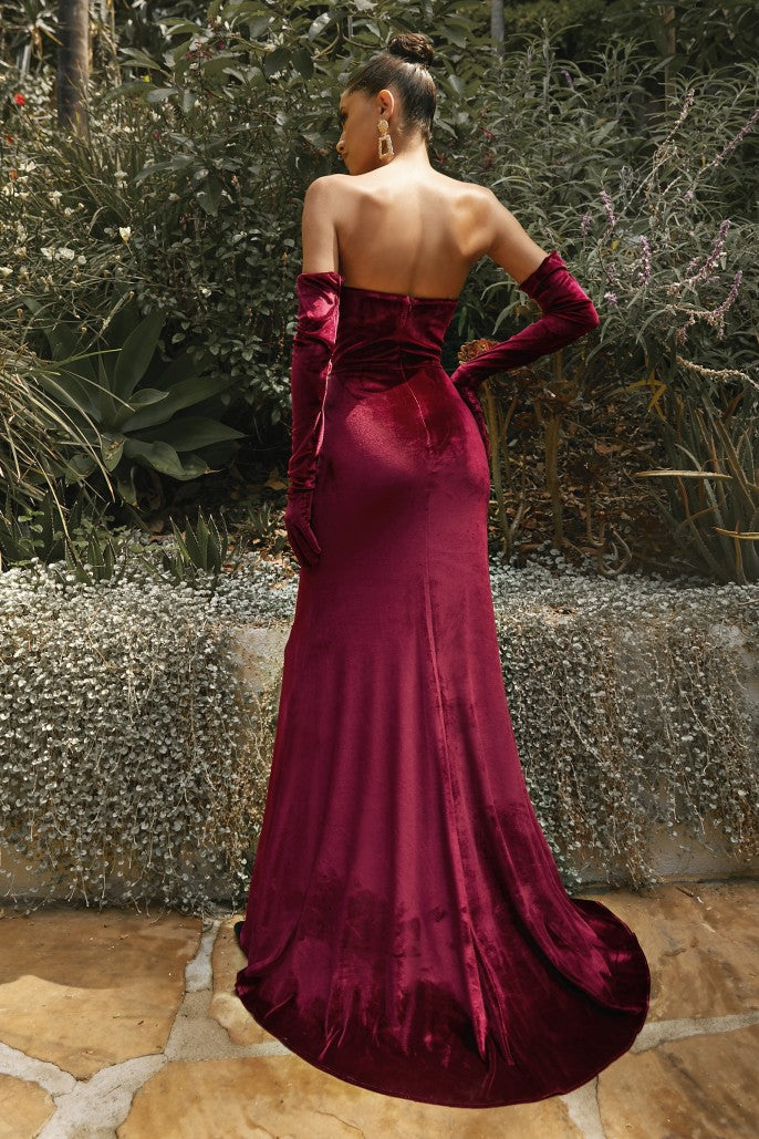 Cinderella Divine - Velvet Strapless Fitted Gown With Gloves Style# CH176