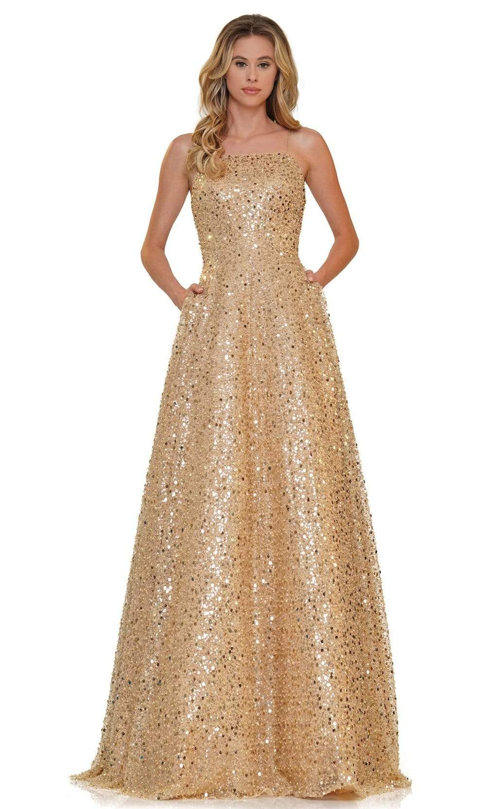 Colors Dress Spaghetti Strap Sequin Gown 2665