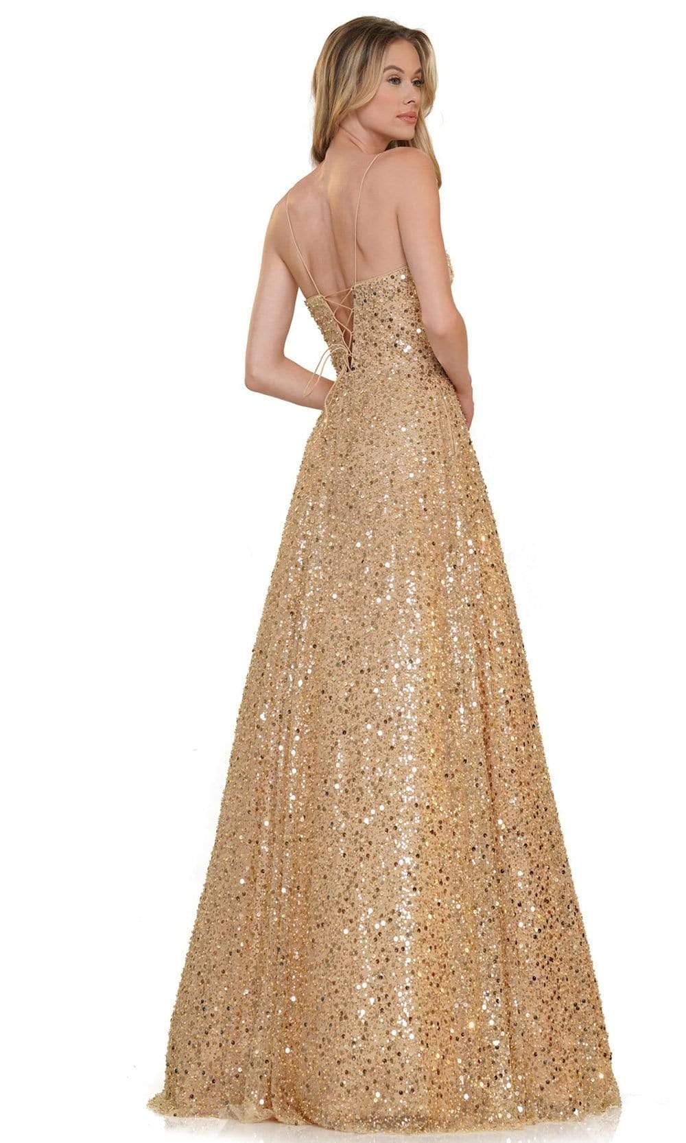 Colors Dress Spaghetti Strap Sequin Gown 2665