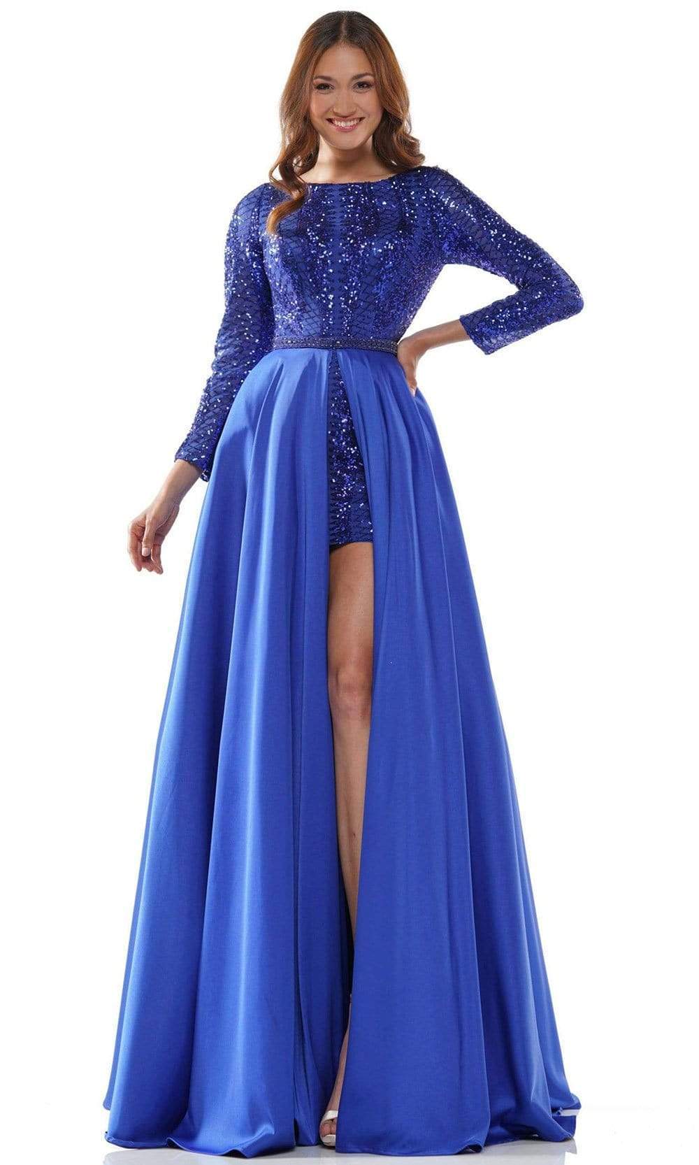 Colors Sequins allover and Features Long Sleeves Overskirt Dress G956