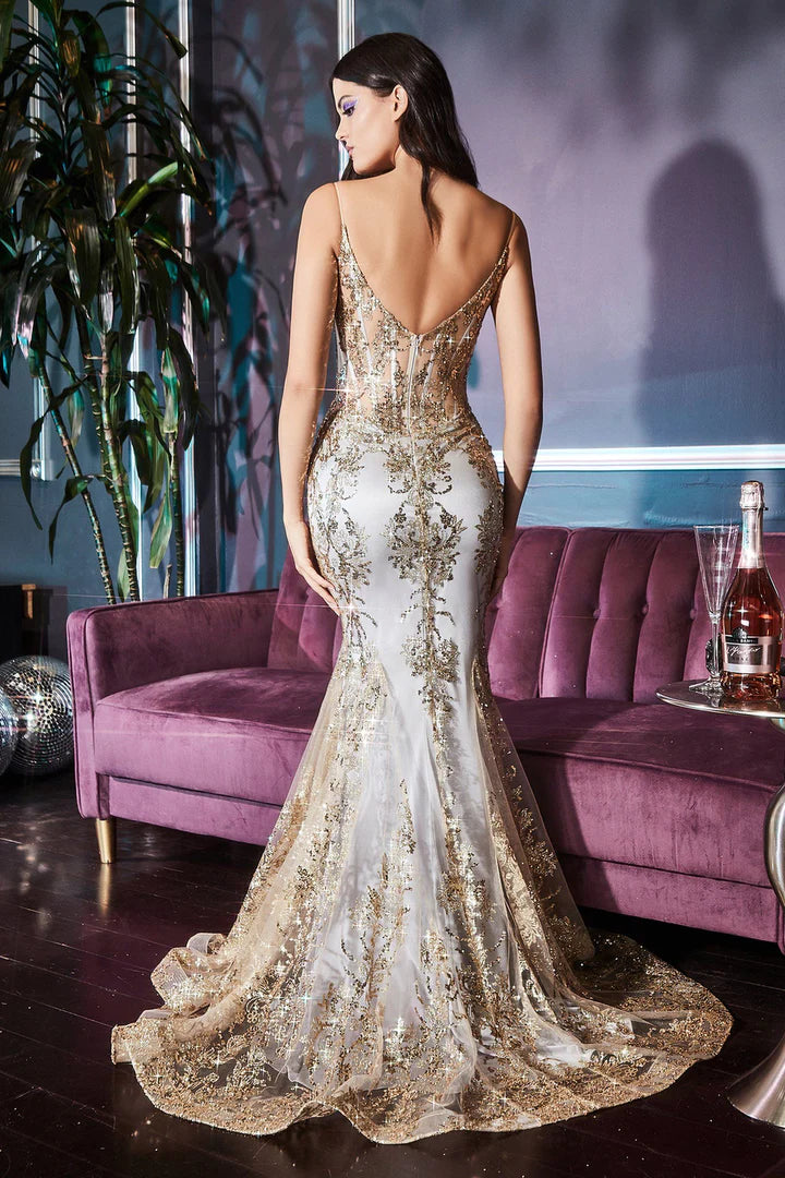 Cinderella Divine GLITTER PRINT MERMAID DRESS J810