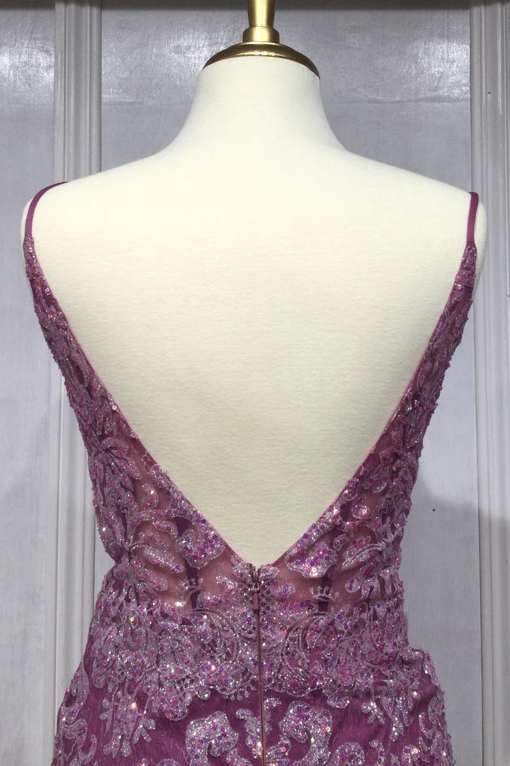Cinderella Divine GLITTER PRINT V-NECK MERMAID GOWN CC2189