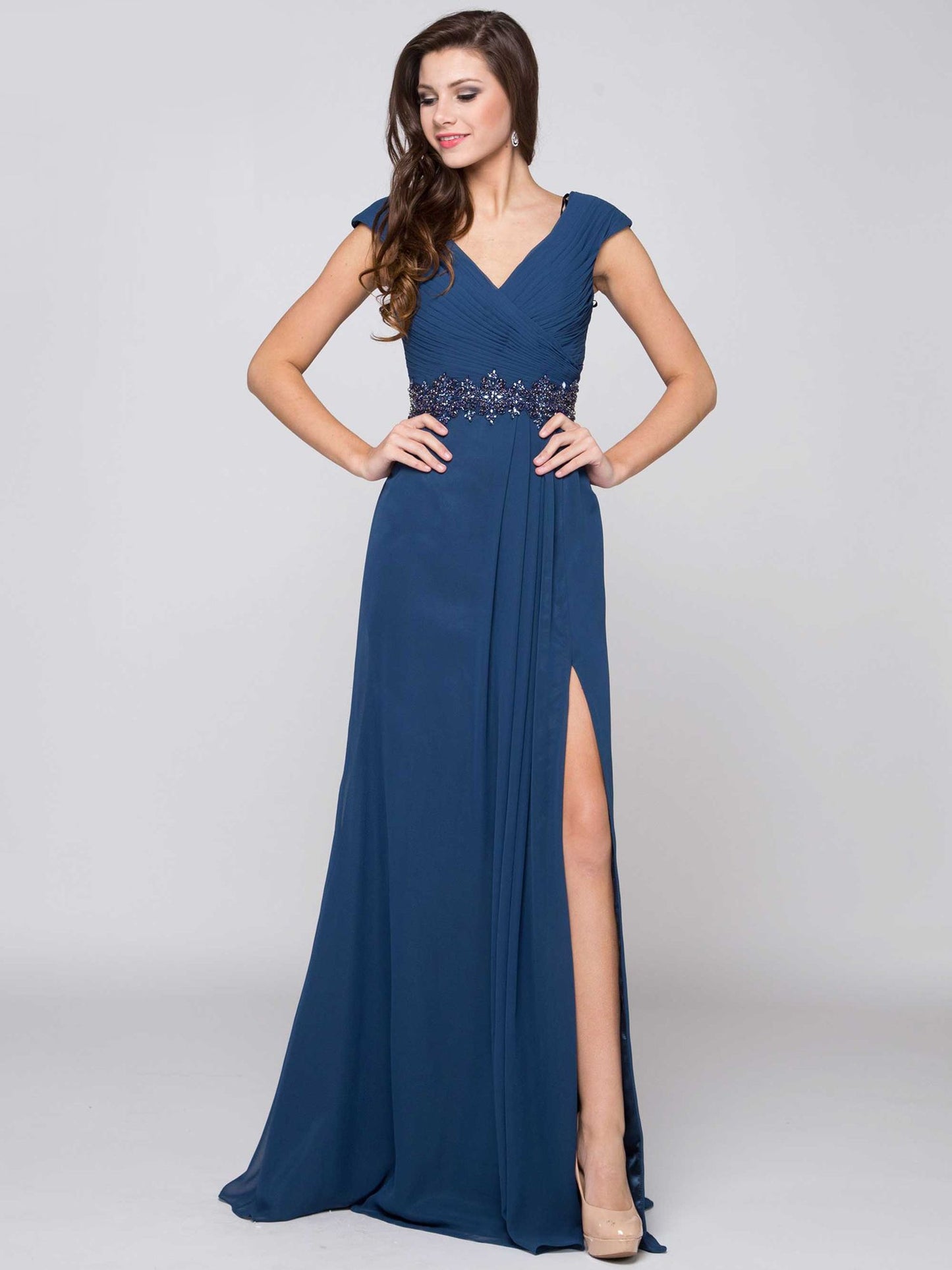 Marsoni by Colors Deep Back with beaded Belt Design Dress M169