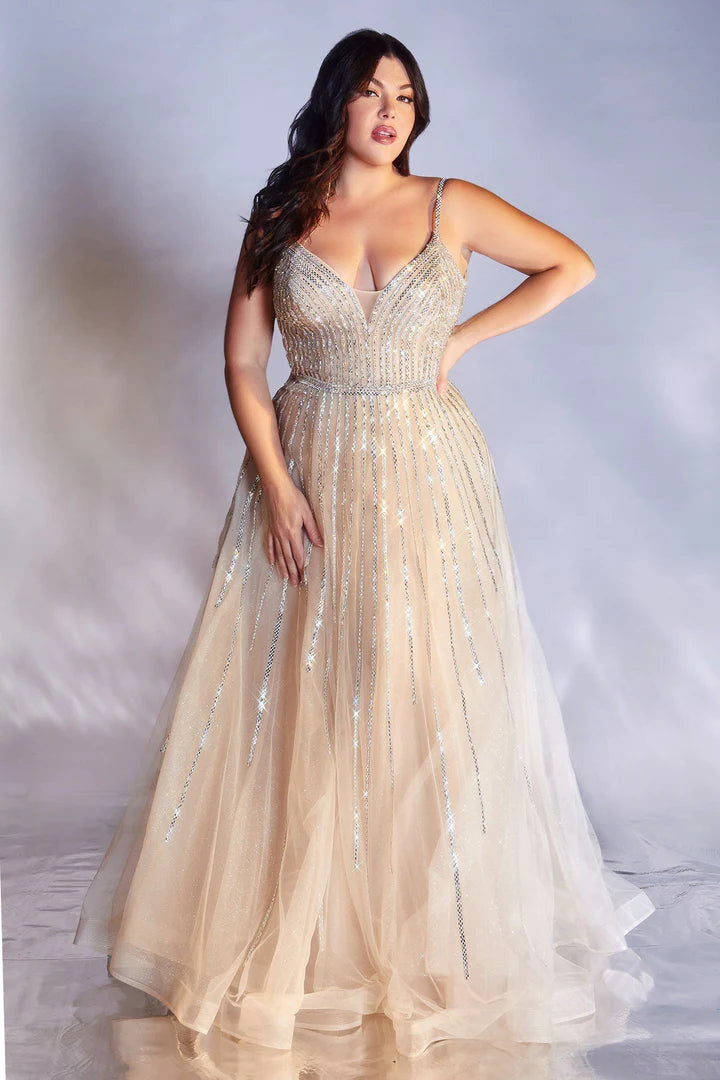 Cinderella Divine LONG BEADED TULLE DRESS CD940