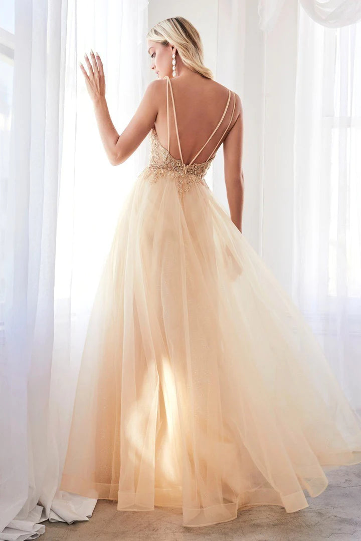 Cinderella Divine BEADED LONG TULLE DRESS CD0154