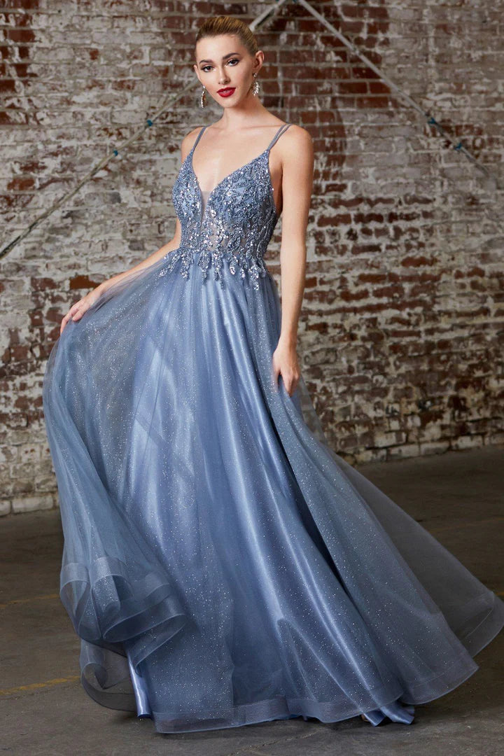 Cinderella Divine BEADED LONG TULLE DRESS CD0154
