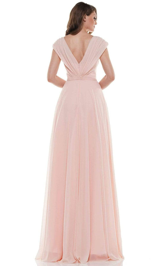 Marsoni By Colors Gathered V Neck Off the Shoulder A-Line Gown M251