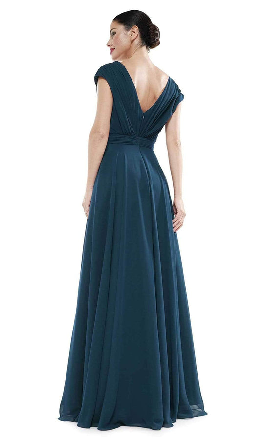 Marsoni By Colors Gathered V Neck Off the Shoulder A-Line Gown M251