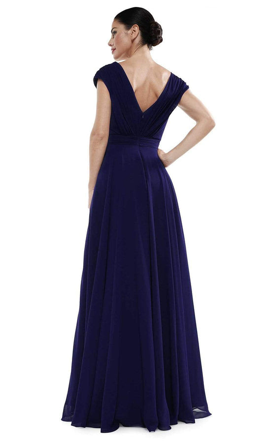 Marsoni By Colors Gathered V Neck Off the Shoulder A-Line Gown M251