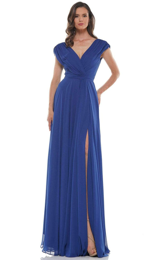 Marsoni By Colors Gathered V Neck Off the Shoulder A-Line Gown M251