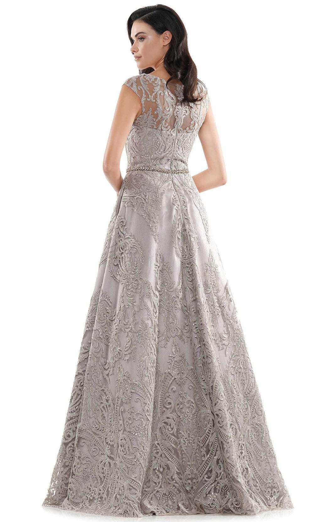 Marsoni by Colors - Embellished V Neck A-Line Mesmerize Dress MV1092