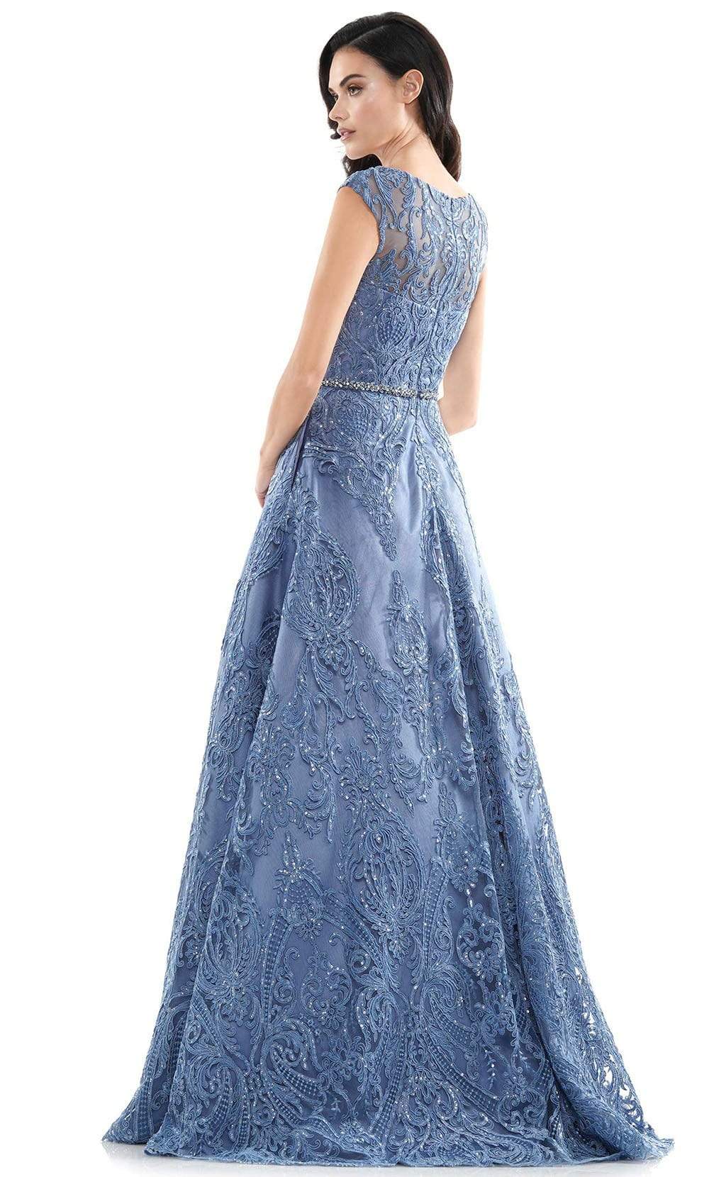 Marsoni by Colors - Embellished V Neck A-Line Mesmerize Dress MV1092