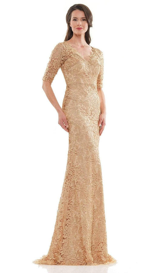 green emerald velvet dress Marsoni by Colors Embroidered Lace Trumpet Unbeatable Dress MV1117 Platinum / 22