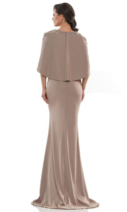 Marsoni by Colors Cape Sleeve Beaded Trumpet Feminine look fit Gown MV1132