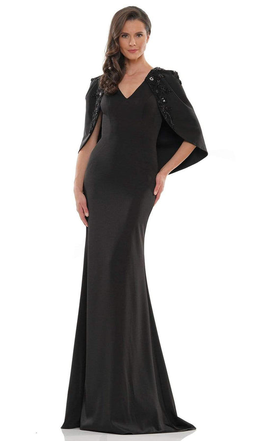 Marsoni by Colors Cape Sleeve Beaded Trumpet Feminine look fit Gown MV1132 Eggplant / 6 Marsoni by Colors Cape Sleeve Beaded Trumpet Feminine look fit Gown MV1132 Eggplant / 6