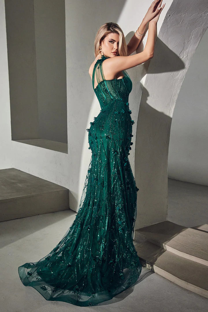 Cinderella Divine ONE SHOULDER GLITTER GOWN CB081