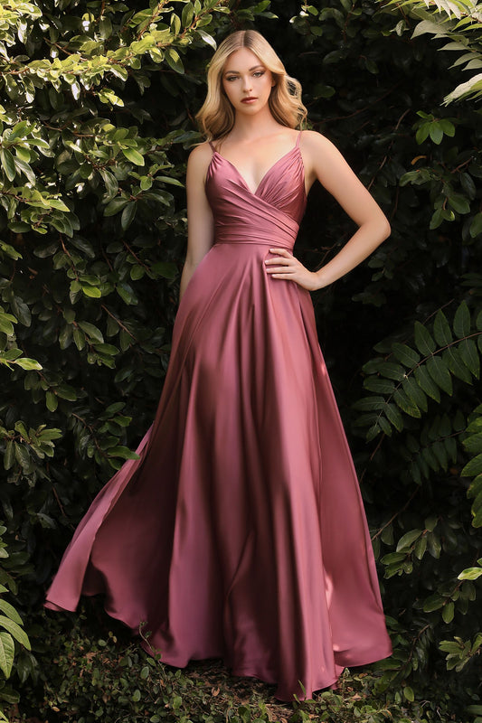 Cinderella Divine Soft Satin A-Line Sweetheart Neckline with Slit 7485