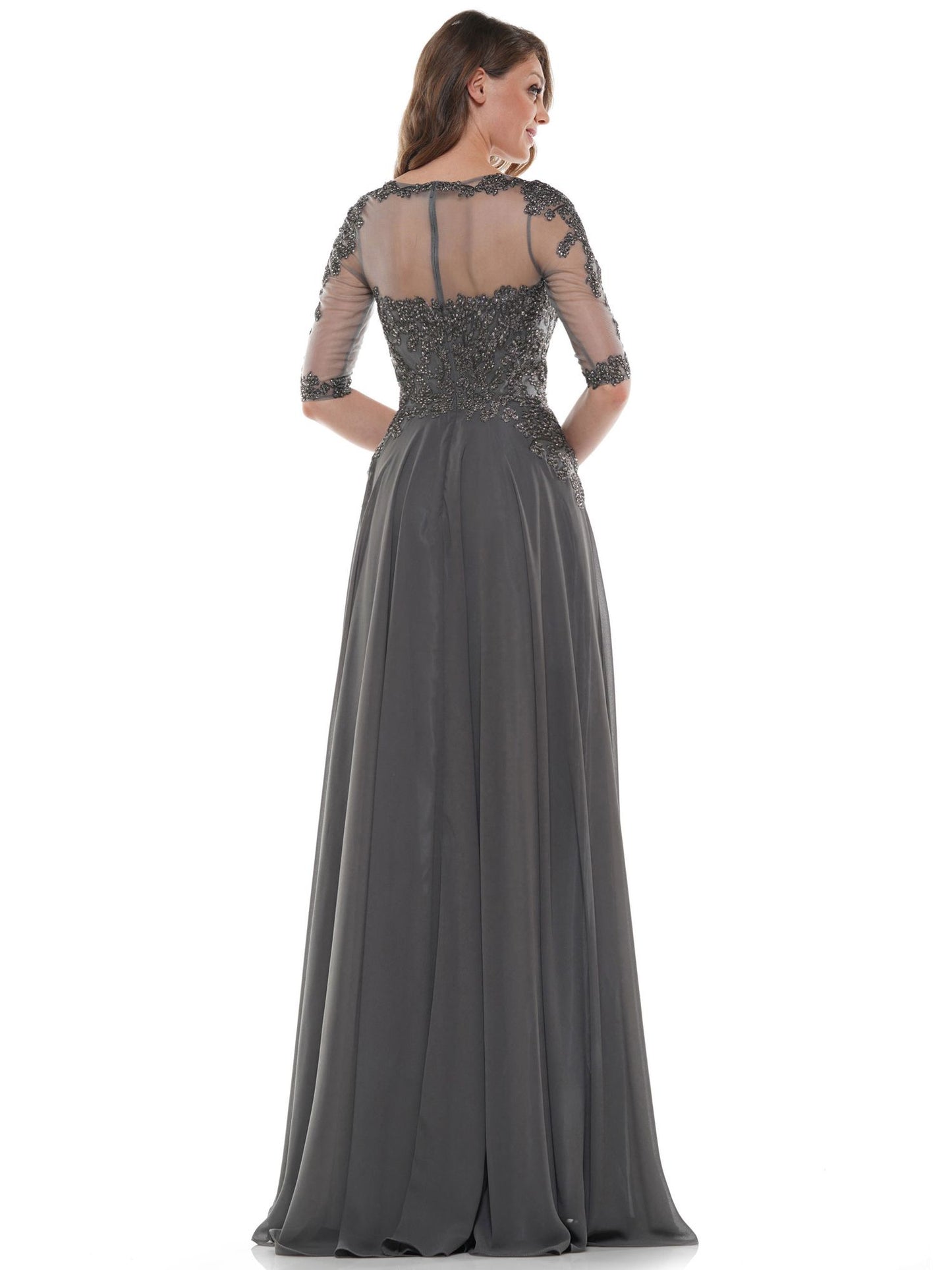 Marsoni by Colors Sheer Top with Detailed Embellishment Guest Dress M157