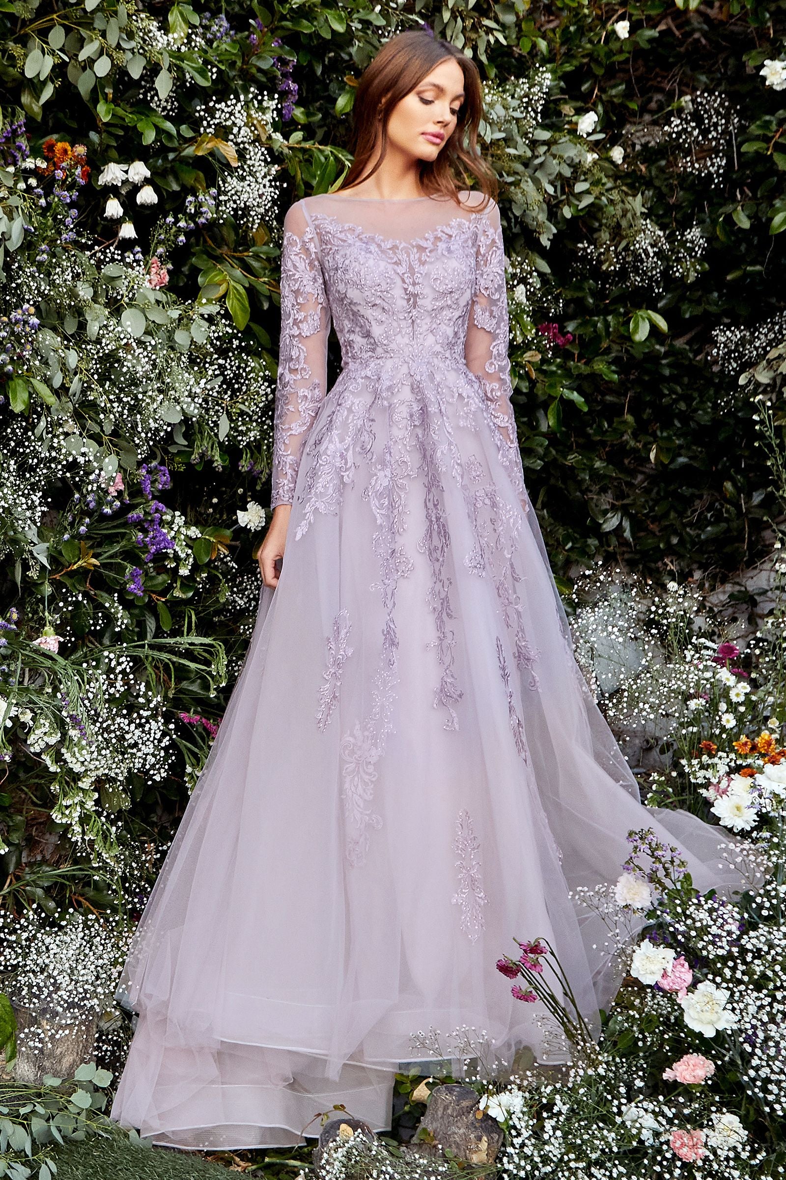 Andrea Leo - Diana Long Sleeve French Violet Evening Dress Style #A1024 10 Andrea Leo - Diana Long Sleeve French Violet Evening Dress Style #A1024 10